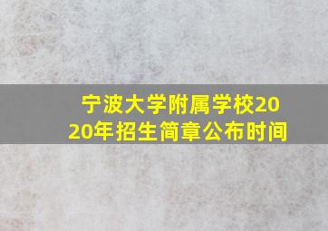 宁波大学附属学校2020年招生简章公布时间