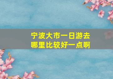 宁波大市一日游去哪里比较好一点啊