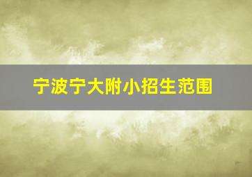 宁波宁大附小招生范围