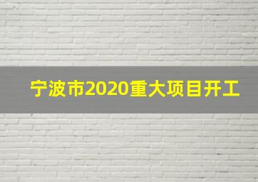 宁波市2020重大项目开工