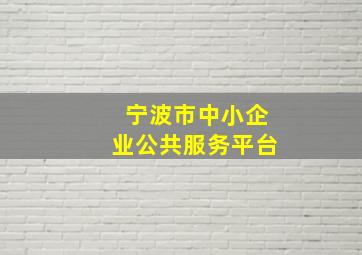 宁波市中小企业公共服务平台