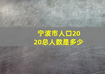 宁波市人口2020总人数是多少