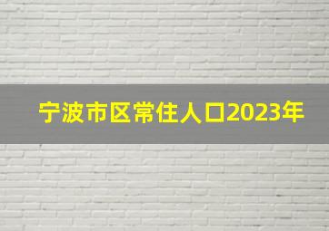 宁波市区常住人口2023年