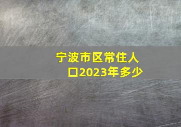 宁波市区常住人口2023年多少