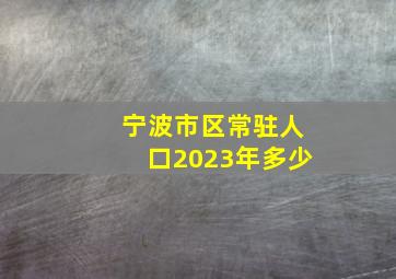 宁波市区常驻人口2023年多少