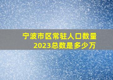 宁波市区常驻人口数量2023总数是多少万