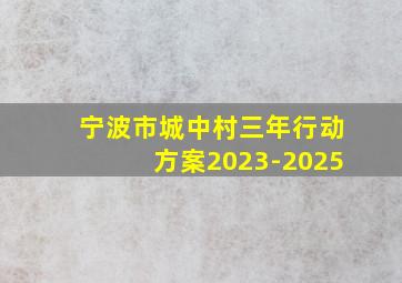 宁波市城中村三年行动方案2023-2025