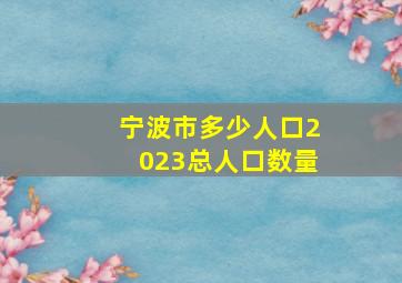 宁波市多少人口2023总人口数量