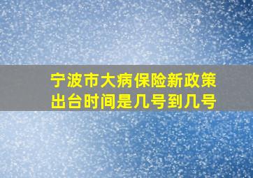 宁波市大病保险新政策出台时间是几号到几号