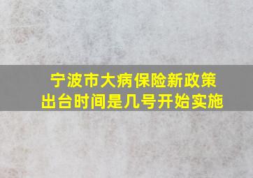 宁波市大病保险新政策出台时间是几号开始实施