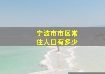 宁波市市区常住人口有多少