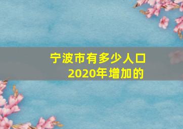 宁波市有多少人口2020年增加的