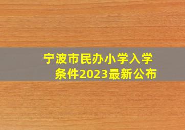 宁波市民办小学入学条件2023最新公布