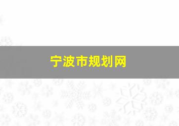 宁波市规划网