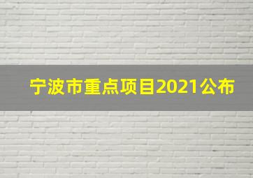 宁波市重点项目2021公布