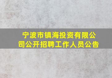 宁波市镇海投资有限公司公开招聘工作人员公告