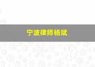 宁波律师杨斌