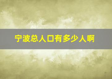 宁波总人口有多少人啊