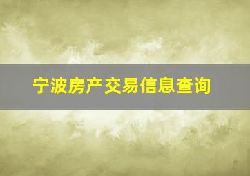 宁波房产交易信息查询