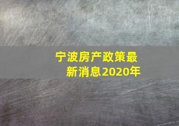 宁波房产政策最新消息2020年