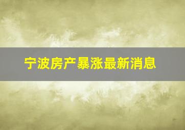 宁波房产暴涨最新消息