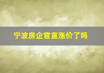 宁波房企官宣涨价了吗