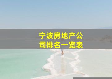 宁波房地产公司排名一览表