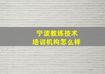 宁波教练技术培训机构怎么样