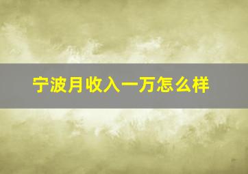 宁波月收入一万怎么样