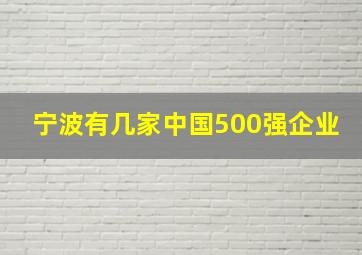 宁波有几家中国500强企业