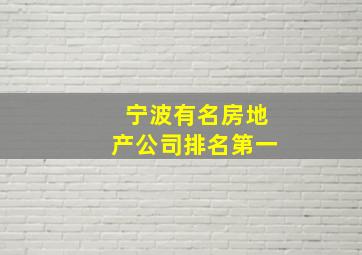 宁波有名房地产公司排名第一