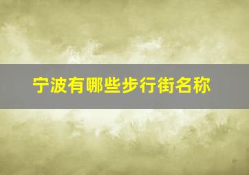 宁波有哪些步行街名称