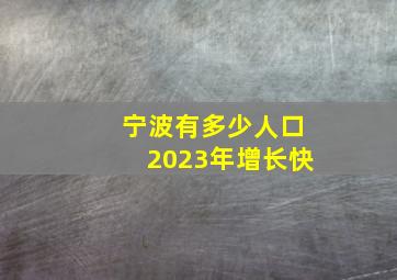 宁波有多少人口2023年增长快