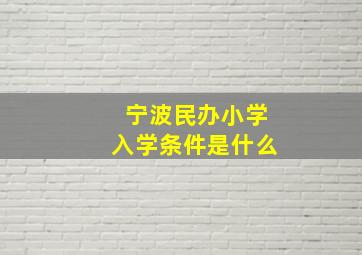 宁波民办小学入学条件是什么