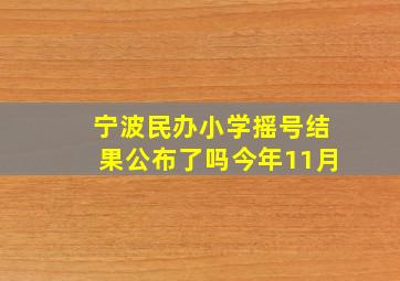 宁波民办小学摇号结果公布了吗今年11月