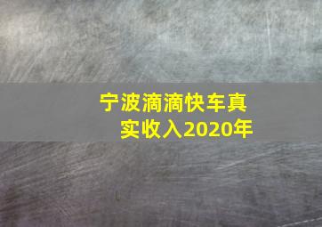 宁波滴滴快车真实收入2020年