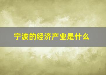 宁波的经济产业是什么