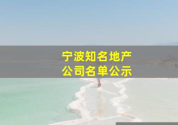 宁波知名地产公司名单公示