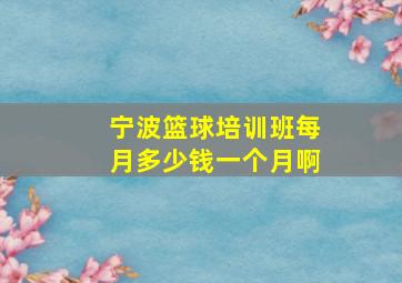 宁波篮球培训班每月多少钱一个月啊