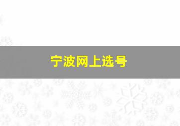 宁波网上选号