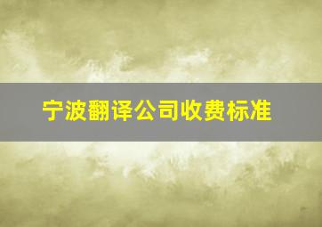 宁波翻译公司收费标准