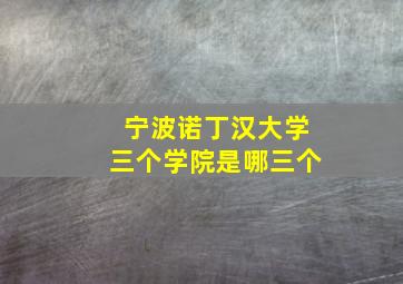 宁波诺丁汉大学三个学院是哪三个