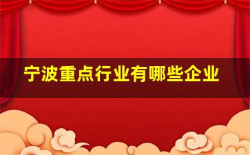 宁波重点行业有哪些企业