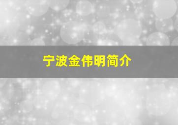 宁波金伟明简介