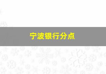 宁波银行分点