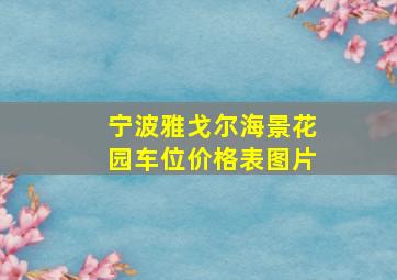 宁波雅戈尔海景花园车位价格表图片