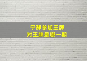 宁静参加王牌对王牌是哪一期