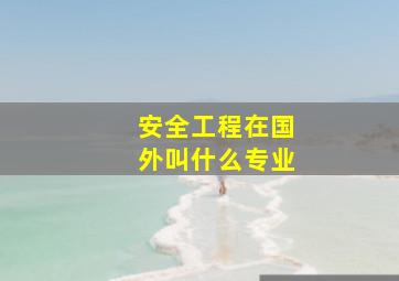 安全工程在国外叫什么专业