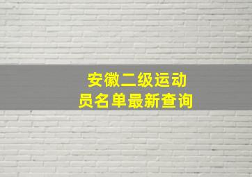 安徽二级运动员名单最新查询