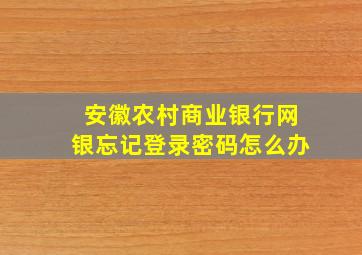 安徽农村商业银行网银忘记登录密码怎么办